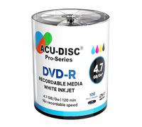 ACU-DISC DVD-R Blank 16x 4.7GB 120 Mins Full Face White Hub Inkjet Printable 100pk - Shrink Wrap