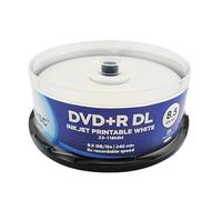 Acu-Disc DVD+R DL 8.5GB 240min 8x Dual Layer - White Inkjet Printable Blank Discs, Full-Face Hub Printable, Double Layer Recordable Media for Duplication & Video Production (25)