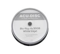 ACU-DISC Pro-Series BD-R 50GB 4x HTL Dual Layer DL BDR Full Face White Inkjet Printable Recordable Blank Data Blu-Ray Discs Cake Box/Spindle 13860 - 10 Pack