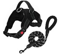 Acu Store 1* Dog Harness with 1* Free Heavy Duty 5ft Leash, Adjustable No Pull Dog Harness with Free 5ft Leash, Breathable & Durable for All Breeds with Easy Control Handle for Outdoor (Black, XSmall)
