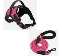 Acu Store 1* Dog Harness with 1* Free Heavy Duty 5ft Leash, Adjustable No Pull Dog Harness with Free 5ft Leash, Breathable & Durable for All Breeds with Easy Control Handle for Outdoor (Pink, Small)