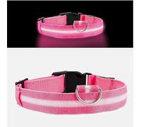 Acu Store LED Light-Up Dog Collar - USB Rechargeable, Waterproof, Adjustable Safety Collar with 3 Lighting Modes for Small, Medium, Large & XL Dogs (Pink, Medium)