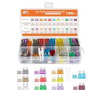 Acual 100 Pcs 2A-40A Car Fuses Assorted Kit, 50 Mini 50 Standard With Puller Extraction Tool & Storage Case, Automotive Replacement Kit For Boat RV Truck Motorcycle