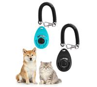 Acual 2 Pcs Pet Training Clicker with Wrist Strap, Animal Dog Cat Puppy Kitten Training Clicker with Big Button, Convenient and Effective Training Tools for Dog Cat Horse Puppie Birds (Black+Green)