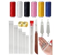 Acual 37 Pcs Big Eye Steel Sewing Needles Kit for Adults and Beginners,2026 New Sewing Kits, Stainless Steel Needles for Hand Sewing Kit with Thread Ripper, Needle Threaders, Threads and Thimbles