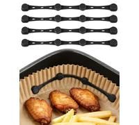Acual Air Fryer Silicone Magnet Clips, 4 PCS Long Magnetic Strips, Heat Resistant Buckles for Parchment Liners, Prevent Paper Burning & Food Covering, Universal Air Fryer Accessories