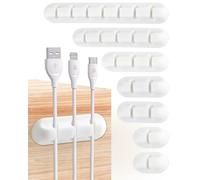 Acual Cable Holder Clips, Self Adhesive Cable Management Clips for Desk | Home Office & Car, USB Cord Organiser for Charger, TV, PC & Laptop Cables,White