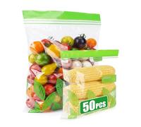 Acual Food Storage Freezer Bags 50PCS, Zip Lock Bags with Double Seal