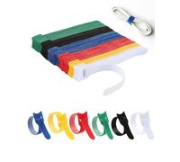 Acual Reusable Cable Ties Black, 100 Pcs Colorful Adjustable Reusable Cable Straps with Hook and Loop Ties for PC, TV, Desktop Cable Management, Organising HDMI, USB, Electronics, Headphones