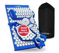 Acubliss Acupressure Mat and Pillow Set and Strap - Massage Mat for Neck and Back Pain Relief - Acupuncture Mat and Pillow for Increased Energy & Relaxation - 3-Piece Set, Carry Bag, Blue