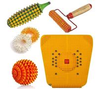 AcuCapital Massager Tools Combo Kit with Power Mat, Wooden Handle Roller, Wooden Karela, Wooden Ball, 2 Massage Rings For Stress And Pain Relief Accupressure Tool Kit Massager (Multicolor)