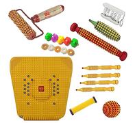 AcuCapital Wooden Foot Roller for Acupressure, Magnetic Pyramid Power Stress Mat Combo Kit Manual Massager (MultiColour)