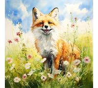 Acudotr Diamond Painting Kits for Adults, 5D DIY Diamond Art Kits for Beginners, Full Drill Diamond Painting Kits for Home Wall Decor, Daisy Fox, 12x12 Inch