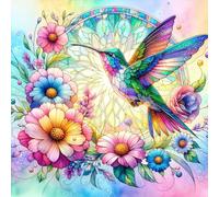 Acudotr Diamond Painting Kits for Adults, 5D DIY Hummingbird Diamond Art Kits for Beginners, Full Drill Diamond Painting Kits for Home Wall Decor, Flower, 12x12 Inch