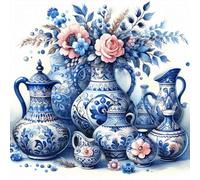 Acudotr Porcelain Jar Diamond Painting Kits for Adults, 5D DIY Diamond Art Kits for Beginners, Full Drill Diamond Painting Kits for Home Wall Decor, 12x12 Inch
