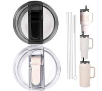 Acuewuja Replacement Tumbler Lid - Fit For Stanley Adventure Quencher & Quencher 2.0 (2PC 40OZ CREEM)