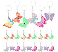 Acuiwer 24 PCS Butterfly Keyrings Bag Fillers Supplies Colorful Spring Summer Keychains for Birthday Baby Shower Party (Butterfly-24P)
