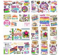 Acuiwer Transfer Stickers for Glass Cups, 6 Sheets, Clear UV DTF Cup Wrap Transfer Decals, PVC Waterproof, Wildflower Vintage Design (8090-C)
