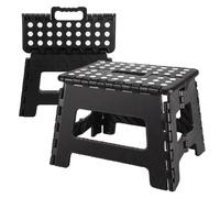 ACUNA Folding Step Stool 9 Inch Height | Foot Stool With Carry Handle, Non Slip Folding Stool 300lbs Capacity, Compact Foldable Step Stool for Adults & Kids Anti Skid Footstool (Black)
