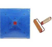 Acund health Care Mat Reflexology Magnetic Pyramidal Therapy Energy for Pain Relief with Wooden Hand Roller massager, Multicolor (Deluxe Mat & Hand Roller)