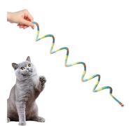 Acunny Cat Jumping Toy with Bell, Cat Feeding Toy for Indoor Cats, Elastic Coloured Plush Feather Toy for Cat Biting Multi-Colour Pet Self-Understanding Chewing Game for