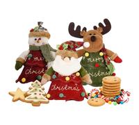 Acunny Christmas Treat Bags | 3 Pieces Reusable Zipper Pouches | Christmas Candy Bags with 3D Patterns of Father, Snowman, Deer - for Sweets Gifts Small