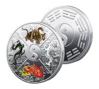 Acunny Coin, Cool Coin, Lucky Coin in Four Great Divine Beasts, Commemorative Coin, Scratch Tool for Old Lottery Tickets, Party Supplies