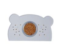 Acunny Dog Bowl Mat, Dog Water Mat, Cat Feeding Mat with Raised Edges - Washable Silicone Tray - Bear Shaped Protector for the Crate