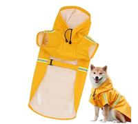 Acunny Dog Raincoat, Dog Rain Poncho, Waterproof and Windproof, Lightweight Portable Pet Jacket, Adjustable Pet Coat Poncho with Hood and Reflective Strip, Highly Visible,