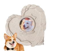 Acunny Dog Tombstone, Garden Stone - Heart Cemetery Marker with Photo Frame and Memorial Funeral Decoration