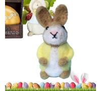 Acunny Felt Easter Bunny, Felt Rabbit Doll, Easter Animal Crafts Crochet, Cute Felted Rabbit with Colourful Jacket Coats, Easter Basket Filler, Animal Crafts for Home Decoration