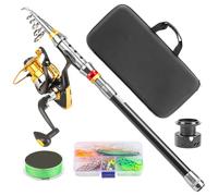 Acunny Fishing Rod with Reel Combi, Lightweight Design for Fishing Tours, Compact Travel Bag for Fishing by the Lake, Kayak, Shore, Perch, Hiking