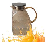 Acunny Glass Carafe with Lid - With Hammered Look | Large 1.5 L Splash-proof Carafe for Hot and Cold Drinks Juice Milk Party Garden Outdoor