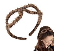 Acunny Leopard Print Headbands for Women, Plush Hair Band, Glasses Shaped Make Up Headband - Leopard Print Hair Hoop, Fashion Headwear for Training, Yoga, Gym, Salon