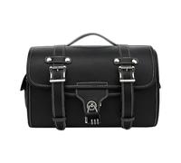 Acunny Motorcycle Saddle Bag, Waterproof Saddle Bags, Motorcycle Fastening Straps, Round Saddle Bags, PU Leather Tool Roll, Black Handlebar Bag, Luggage Roll