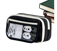 Acunny Panda Pencil Case, Large Capacity Pencil Case, Cute Capybara Stationery Pencil Organizer Pouch - Adorable Storage Bag for Pencils, Pens, Erasers, Notes, Scissors, Black, Se référer au