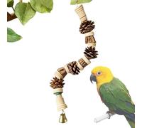 Acunny Parakeet Toy, Beak Care Toy for Budgies in the Cage - Wooden Toy with Pine Cones and String, Natural Cage Decoration for Parakeets, Cockatiels, Macaws, Finches and