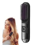 Acunny Portable Hair Straightener | Multifunction Curling Brush - Anti-scald 2-in-1 Cordless Ionic Hair Straightener Brush for Hair Types