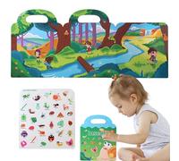 Acunny Quiet Sticker Book, Kids Reusable Sticker Book, Waterproof Portable Puzzle Paper, Necessity Decoration with Handle, Foldable Early Educational Instrument for Education for