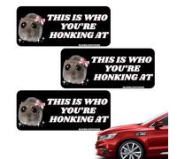 Acunny Sad Hamster Car Sticker, Sad Hamster Driving Sticker, Pack of 3 Car Stickers, Self-Adhesive, Removable Stickers, Funny Hamster Large Eyes, Prank Cute