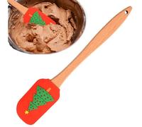 Acunny Silicone Spatula Template, Christmas Cake Spatula - Silicone Scraper Built-in Scraper with Wooden Handle | Christmas Kitchen Utensils, Cute Pan Scraper for Holiday