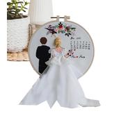 Acunny Wedding Embroidery Kit Wedding Embroidery - Punch Needle Set,Beginner Embroidery Kit with Hoop Needles and Instructions for Home Decor