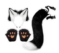 Acunny Wolf Ears, Tail and Gloves as a Complete Set, Tail with Clamp, Ear Clips and Gloves Made of Faux , Easy to Put On Cosplay for Stage, Carnival, Anime Cosplay
