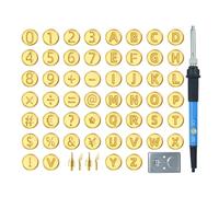 Acunny Wood Burning Set with Letter Stamps, Wood Burning Tool with Letters - Alphabet Wood Carving Set, 56 Pieces, Burning Set, Ergonomic Symbol Number Hot Stamping Tool for the