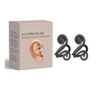 Acupressure Earrings for Tinnitus Relief, Natural Ear Ringing Relieving Device with Soft Silica Gel, Soothe Ear Nerves and Reduce Noise Sensitivity, Adjustable Non-Piercing Ear Clips, 1 Pair Black