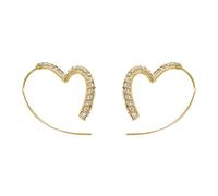 Acupressure Earrings Weight Loss Exquisite and Refined Irregular Heart Shaped Earrings with Diamonds and Simple and Versatile Temperament Individually Cool and (Gold, One Size)