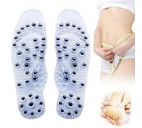 Acupressure Magnetic Massage Foot Therapy Reflexology Shoe Insoles Insoles for Weight Loss Burn Belly Fat, Anti Fatigue, Foot Pain Relief, Improve Blood Circulation (Transparent, L 27.5CM (40-45))