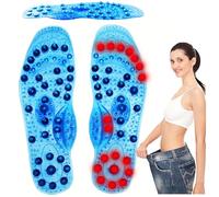 Acupressure Magnetic Massage Insoles, Magnetic Therapy Slimming Insoles For Weight Loss,Acupressure Therapy Shoe Inserts For Heel Pain,Cut-to-Fit Arch Support For Men/Wom(Size:S EU(35-40),Color:Blue)