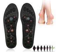 Acupressure Magnetic Massage Insoles Reflexology Pain Relief Health Foot Acupuncture Point Therapy Insole Cushion Body Detox Slimming Magnetic Arch Support Shoes Soles (Black, S)