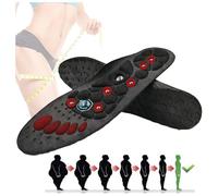 Acupressure Magnetic Massage Insoles Reflexology Pain Relief Health Foot Acupuncture Point Therapy Insole Cushion Body Detox Slimming Magnetic Arch Support Shoes Soles (Red, S)